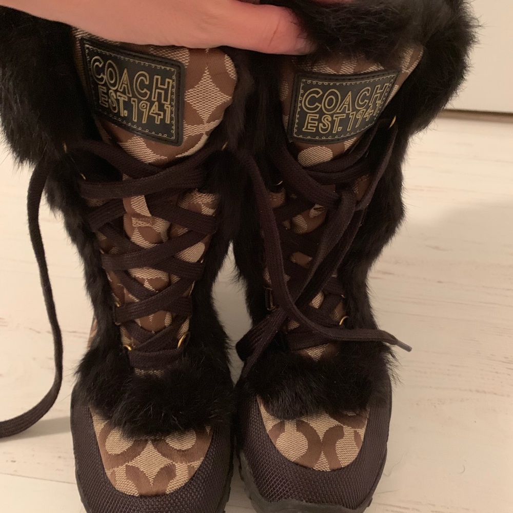 Coach Brown Faux Fur Boots Size 5.5